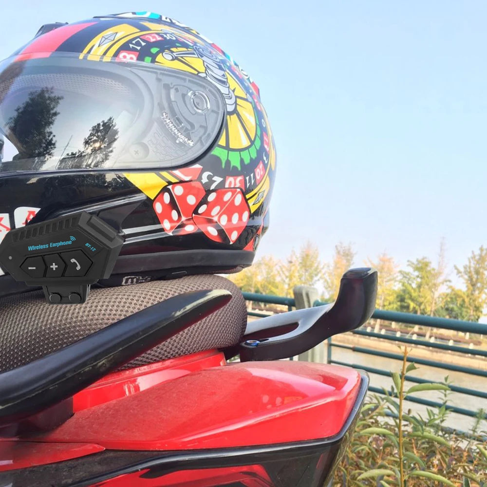 Motorcycle BT Helmet Headset Wireless Hands-free call Kit Stereo Anti-interference Waterproof Music Player Speaker
