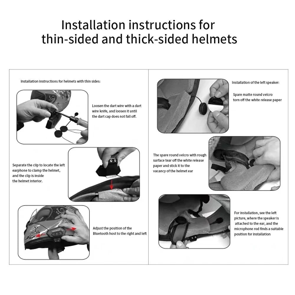 Motorcycle BT Helmet Headset Wireless Hands-free call Kit Stereo Anti-interference Waterproof Music Player Speaker
