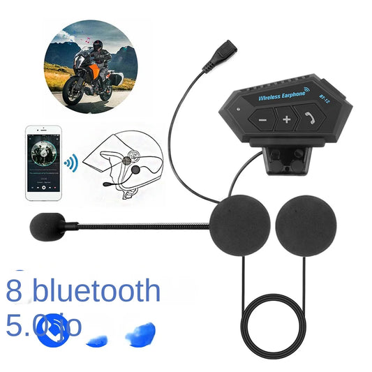 Motorcycle BT Helmet Headset Wireless Hands-free call Kit Stereo Anti-interference Waterproof Music Player Speaker