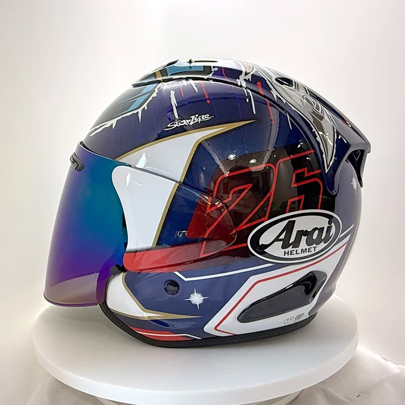 2025Ram3 Bright Black Half Helmet for Men and Women Motorcycle Off-Road Summer Helmet Outdoor Riding Accessories