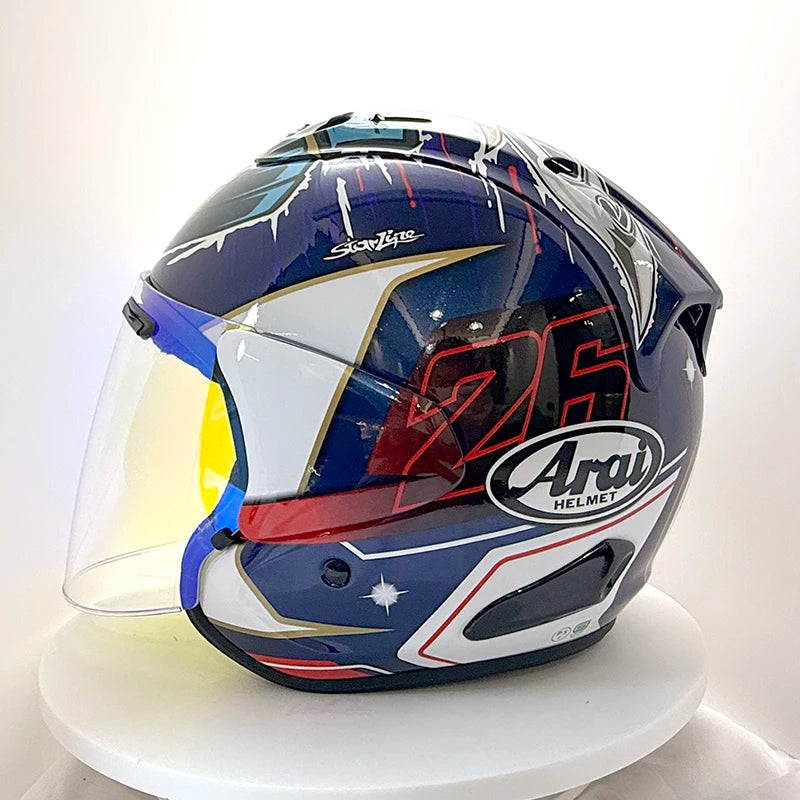 2025Ram3 Bright Black Half Helmet for Men and Women Motorcycle Off-Road Summer Helmet Outdoor Riding Accessories