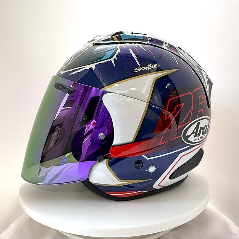2025Ram3 Bright Black Half Helmet for Men and Women Motorcycle Off-Road Summer Helmet Outdoor Riding Accessories