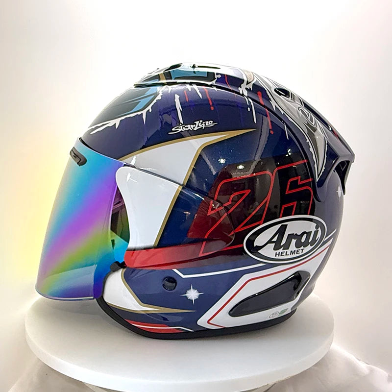 2025Ram3 Bright Black Half Helmet for Men and Women Motorcycle Off-Road Summer Helmet Outdoor Riding Accessories