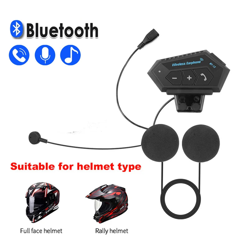 Motorcycle BT Helmet Headset Wireless Hands-free call Kit Stereo Anti-interference Waterproof Music Player Speaker