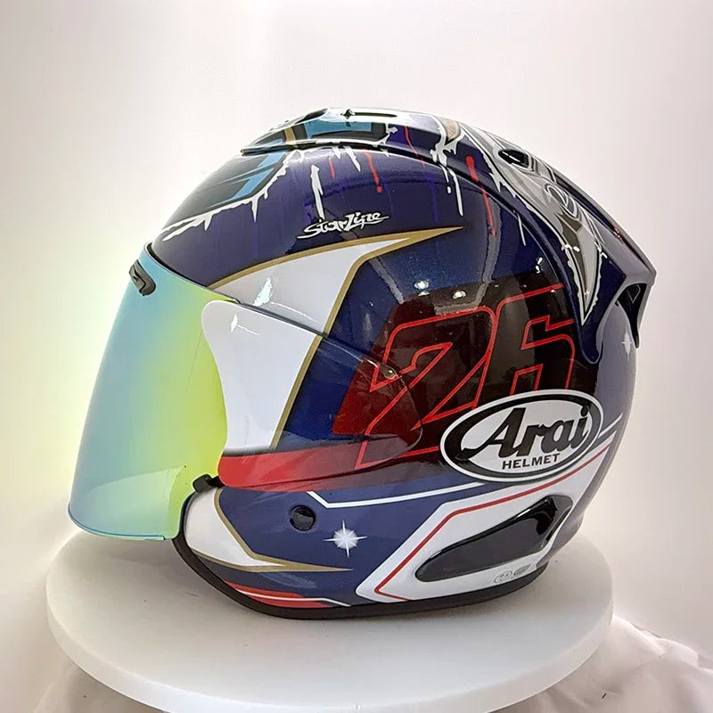 2025Ram3 Bright Black Half Helmet for Men and Women Motorcycle Off-Road Summer Helmet Outdoor Riding Accessories